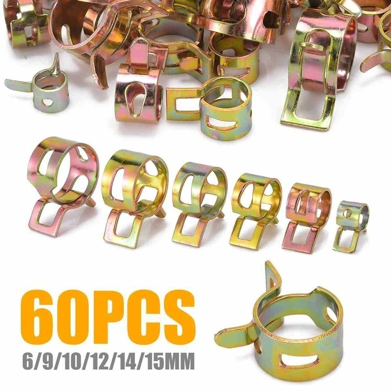 60PCS 6/9/10/12/14/15MM Galvanized Clamp and Hoop Combined with Colorful Galvanized Hose Clamp Elastic Laryngeal Cuff
