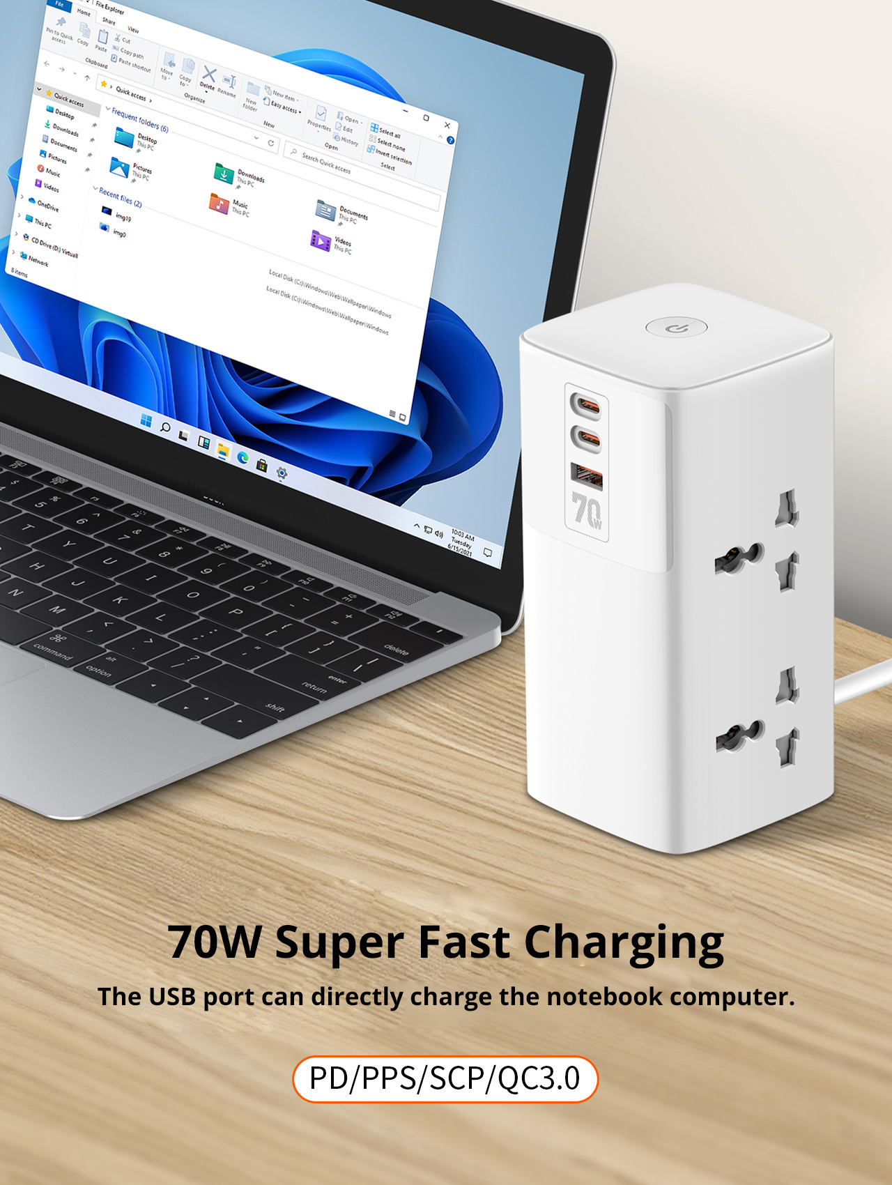 LDNIO SC4383 70W 7-Port USB PD Charger 4 Universal Socket+USB-A+2 USB-C PD QC3.0 PPS SCP Fast Charging Vertical Desktop Charging Station EU Plug US Plug for iPhone 15 14 13 for Huawei Pura70 Ultra for Samsung Galaxy S24 for Macbook Pro