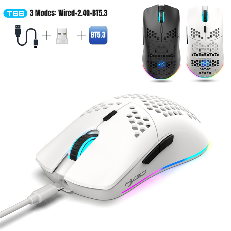 HXSJ T66 Tri-mode Gaming Mouse 3600DPI 650mAh Massive Battery RGB