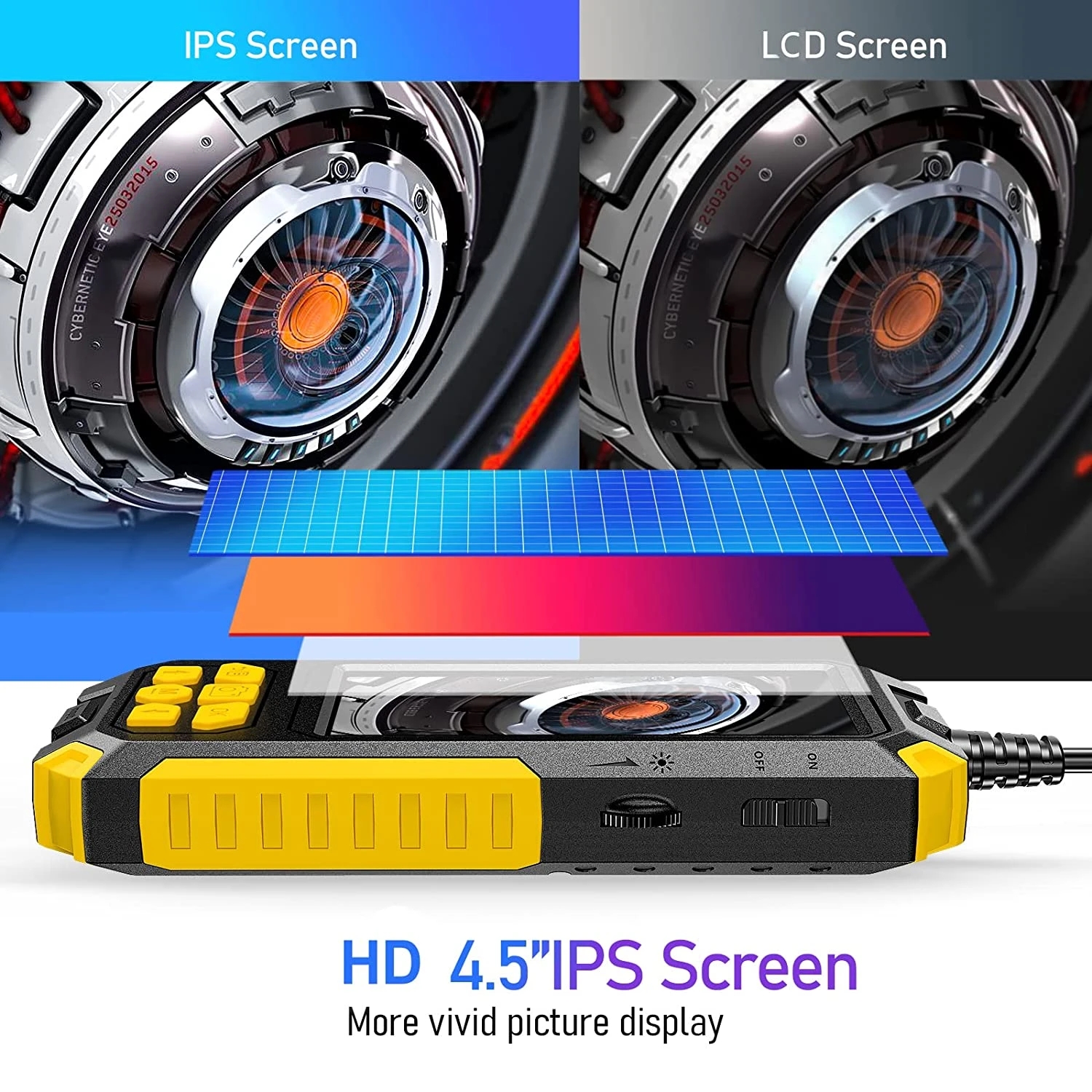 P50 1080P 8mm Dual Camera Piping Borescope Camera 4.5In IPS LCD Digital Inspection Camera With 6 LED for Car Sewer