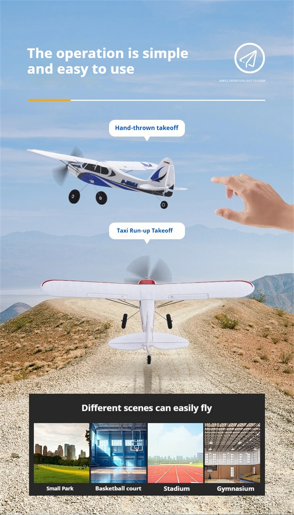 FMS PA-18 500mm Wingspan 2.4GHz 4CH Built-in Gyro EPP RC Airplane Fixed Wing RTF for Beginners