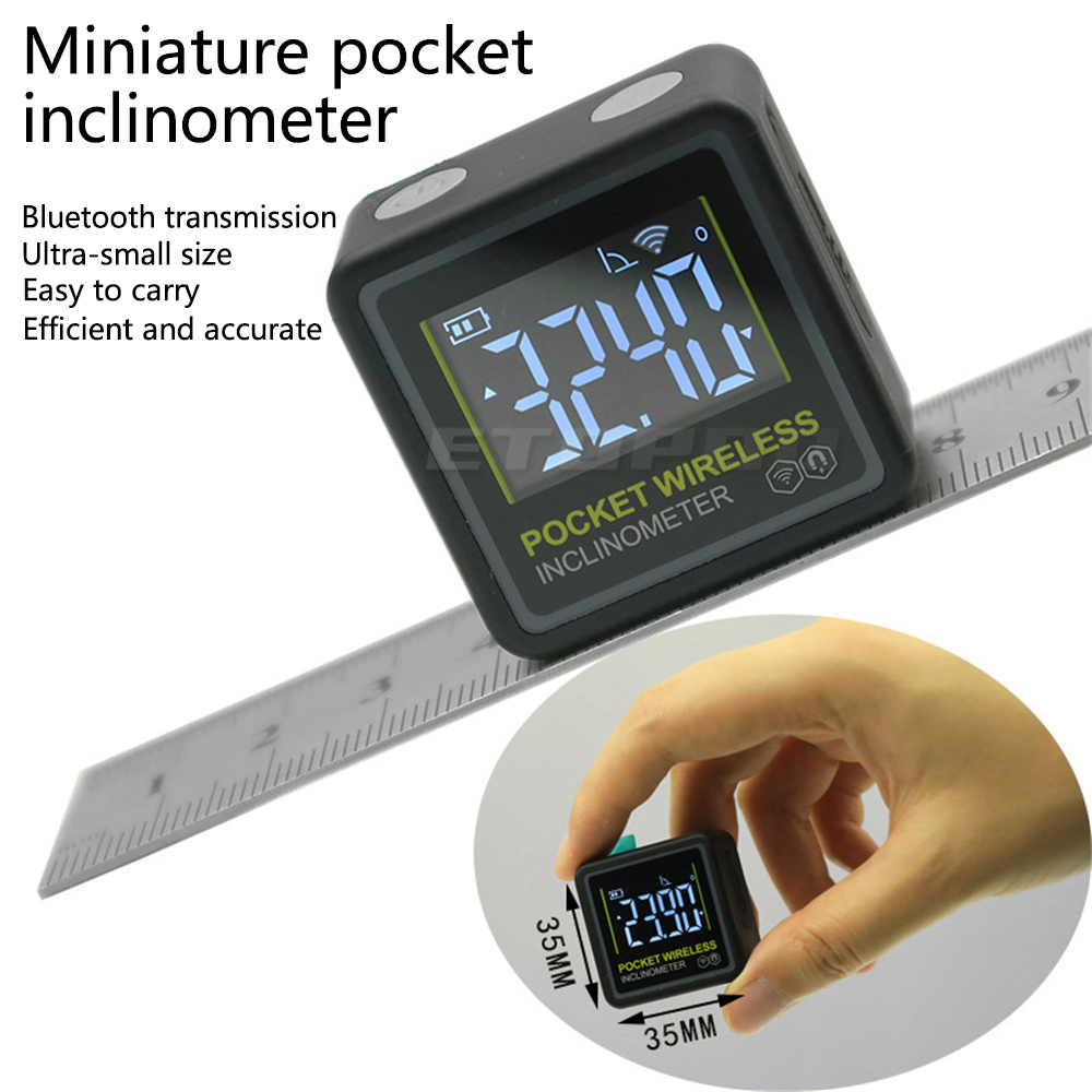 ETOPOO Mini Pocket Inclinometer with Bluetooth Digital Display Angle Measuring Slope Meter for Surveying Construction and Engineering Projects
