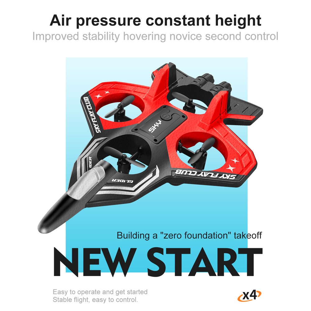 YLR/C S83 2.4G EPP Glider Altitude Hold Mode 360° Roll 4 Motors 4CH LED RC Drone Airplane Quadcopter Stunt Fighter RTF