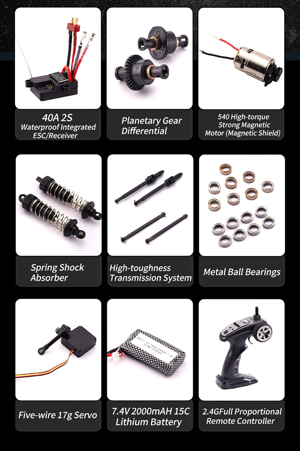 HX 1/14 2.4G 4WD RC Car Vehicle LED Light Off-Road High Speed Truck RTR Full Proportional Models Toys