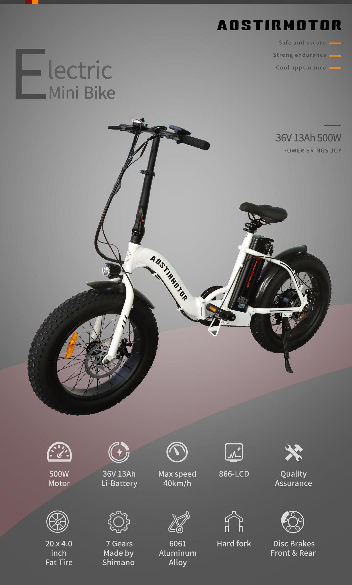 [US Direct] AOSTIRMOTOR G20 36V 13AH 500W 20Inch Folding Electric Bicycle 20-35KM Max Mileage 120KG Payload Electric Bike