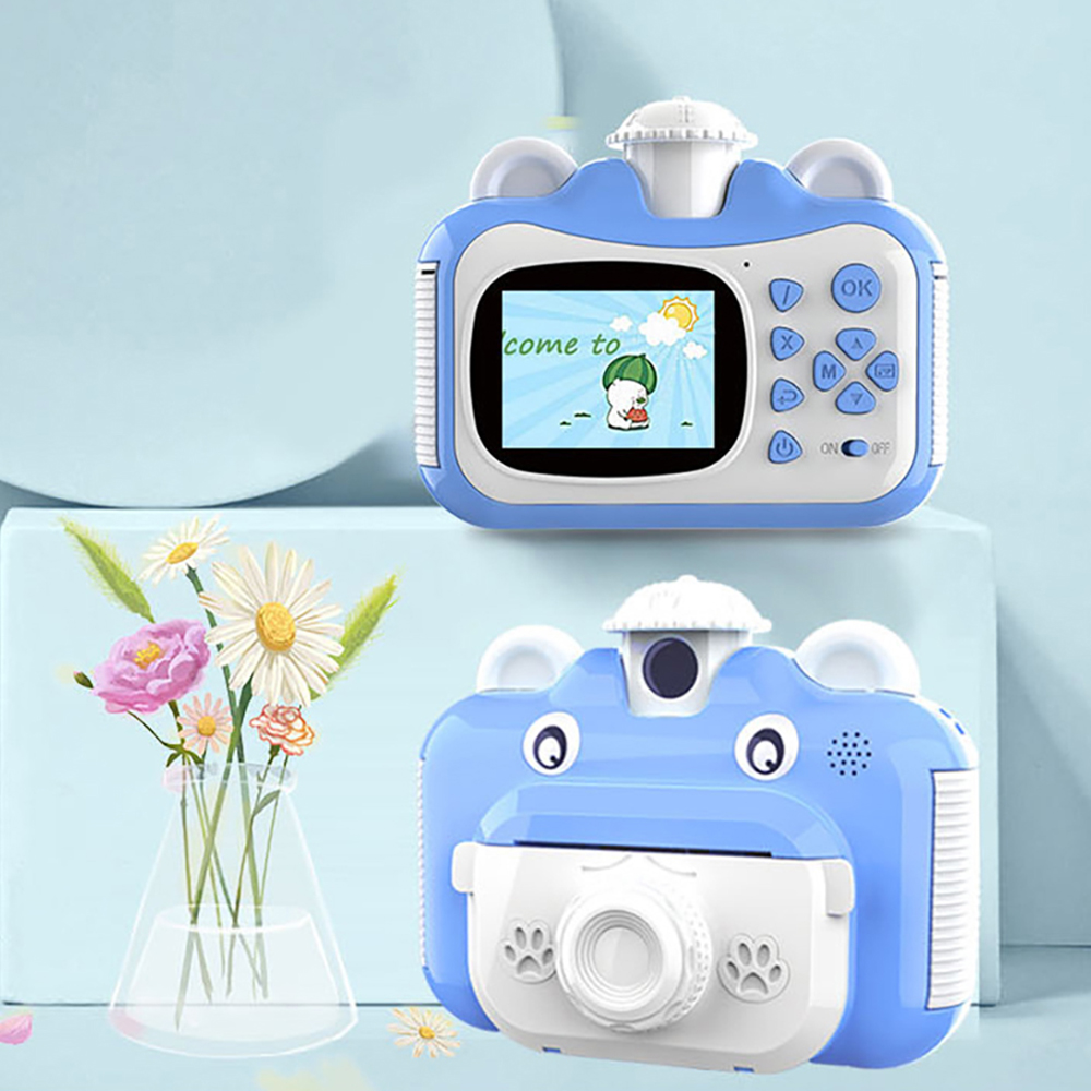Instant Print Digital Kids Camera Selfie 1080P Video Camera for Kid with 180° Rotating Len Rechargeable Toy Camera for 3-12 Years Old Girls Boys Birthday