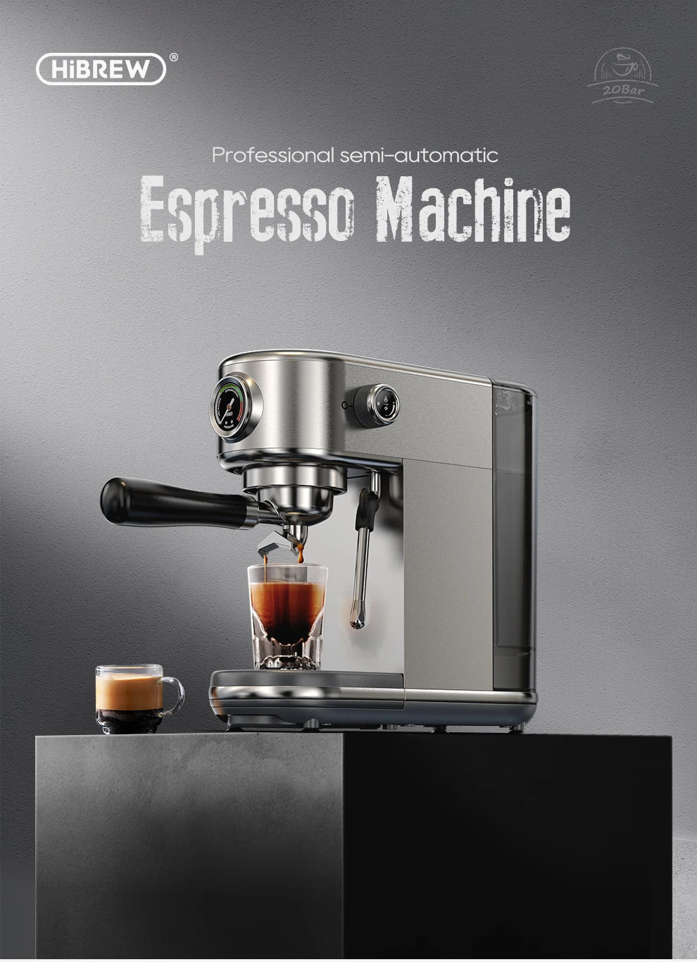 HiBREW H10B セミオートマチックエスプレッソマシン✨値下げしました✨ HiBREW 20Bar Semi Automatic Espresso Coffee Machine H10B