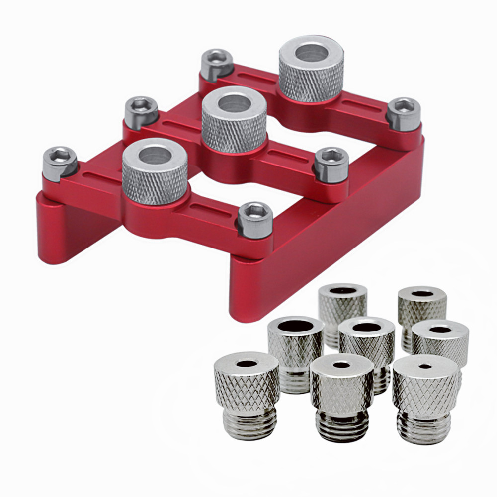 Self Centering Dowelling Jig Woodworking Joinery Hole Drill Guide Wood Dowel Hole Positioner Locator with 3-10mm Drill Sleeves