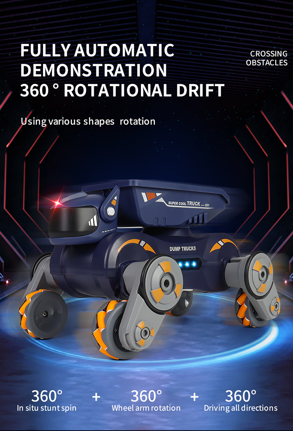 JC013P 2.4G 4WD RC Car Robot Dog Radio Gesture Induction Music Light Stunt Remote Control Car off-Road Control Boys Toys for Children Gifts