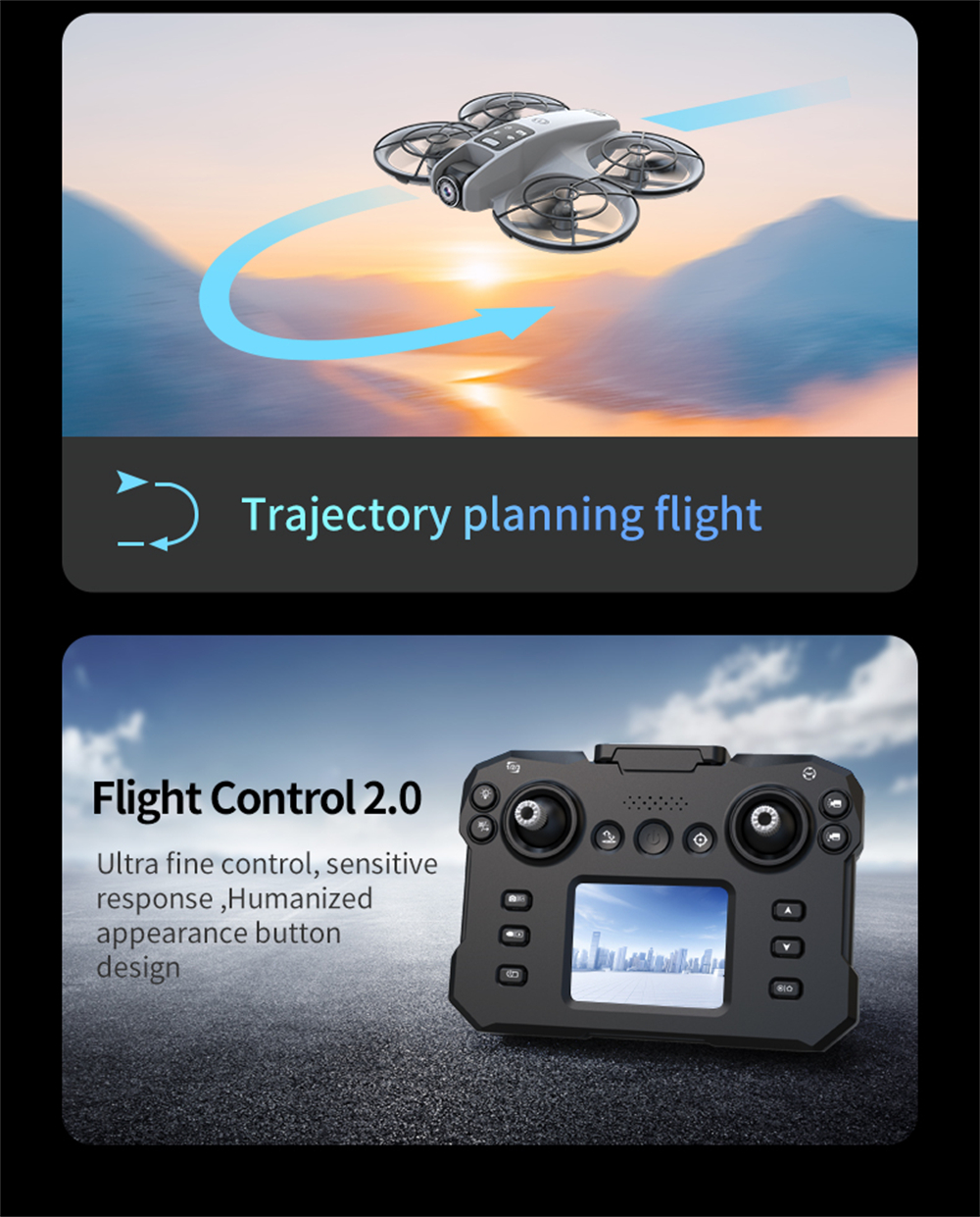 XKJ K200 MAX WiFi FPV with LCD Screen Controller HD Dual Camera Electrically Adjustable Optical Flow Hover Automatic Obstacle Avoidance Dazzling 7-Lights Circle Protection Brushless 2.4G 4CH 6-Axis Remote Control Toys RC Drone Quadcopter RTF