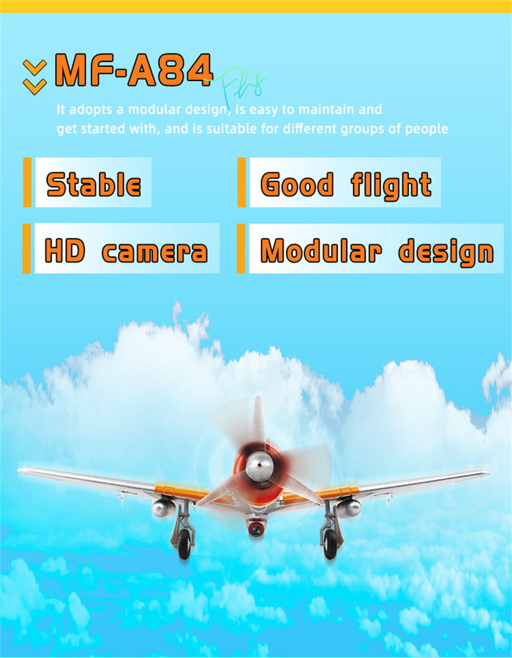 MO-FLY MF-A84 690mm Wingspan 2.4G 10CH Built-in Gyro 3D/6G Switchable Aerobatics EPP RC Airplane Glider RTF Compatible DSM SBUS