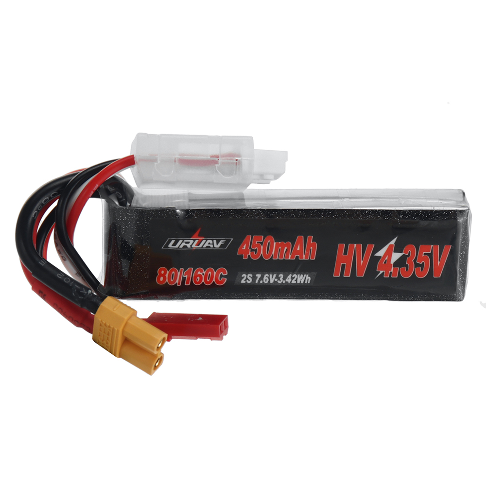 URUAV Power 7.6V 450mAh 80C/160C 2S HV LiPo Battery XT30 Plug for RC Drone