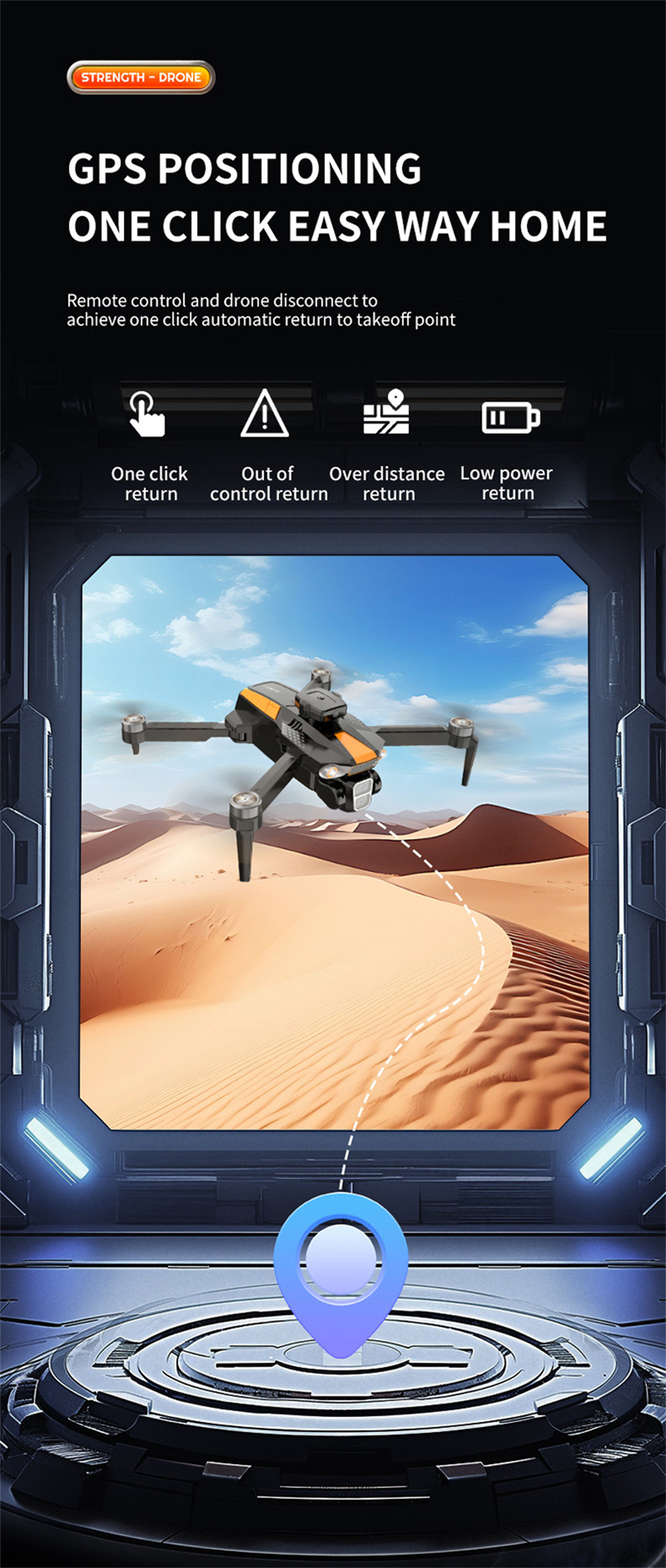 LSRC LF669 GPS 5G WiFi FPV with 5.9inch LCD Screen Controller 720P HD Dual Camera Servo Gimbal 360° Obstacle Avoidance Brushless Foldable RC Drone Quadcopter RTF