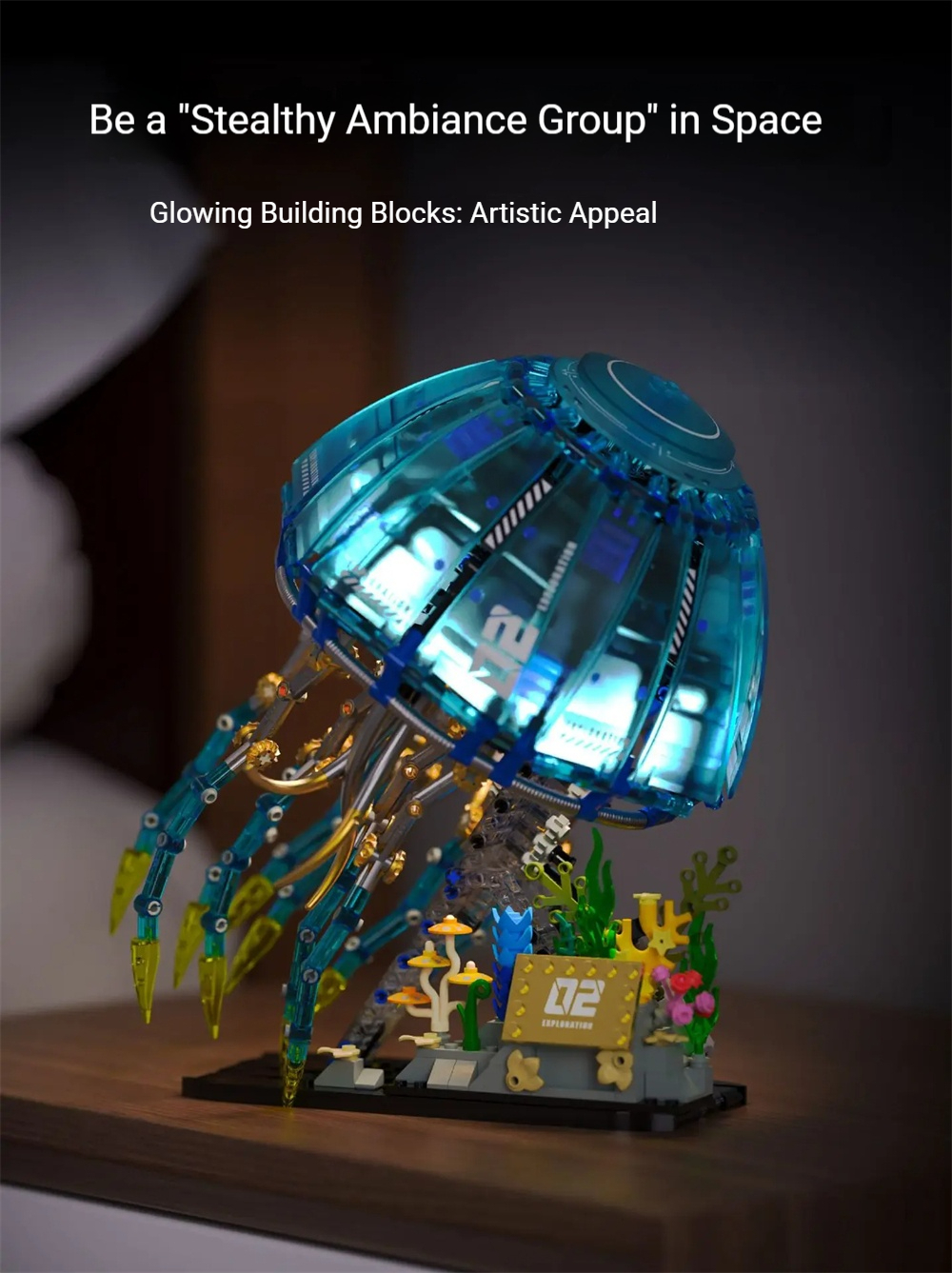 ブルー  マーリン  オブジェ   外国製 TUOMU T1127 Biomimetics‌ Mechanical Illuminated Jellyfish Building