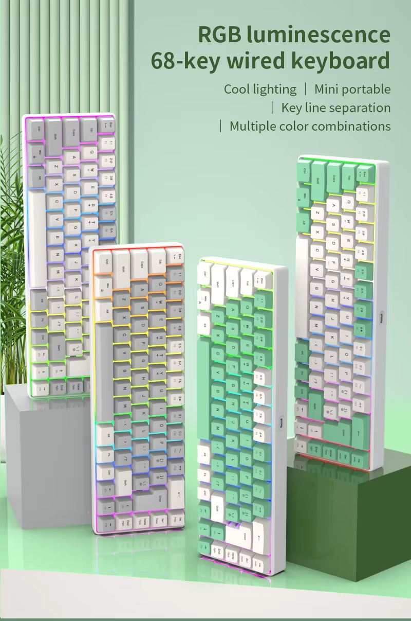 Y-FRUITFUL K701 68キー メカニカルキーボード Type-C 有線 RGB バック