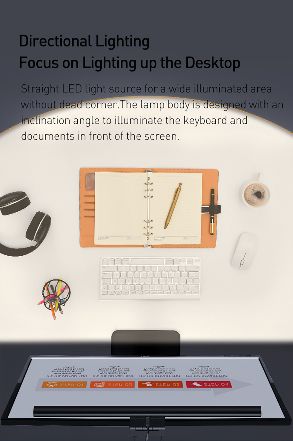 Baseus i-wok Series USB Asymmetric Light Source Screen Hanging Light (Youth) Adjustable Color No Blue Light Hazard Stepless Dimming