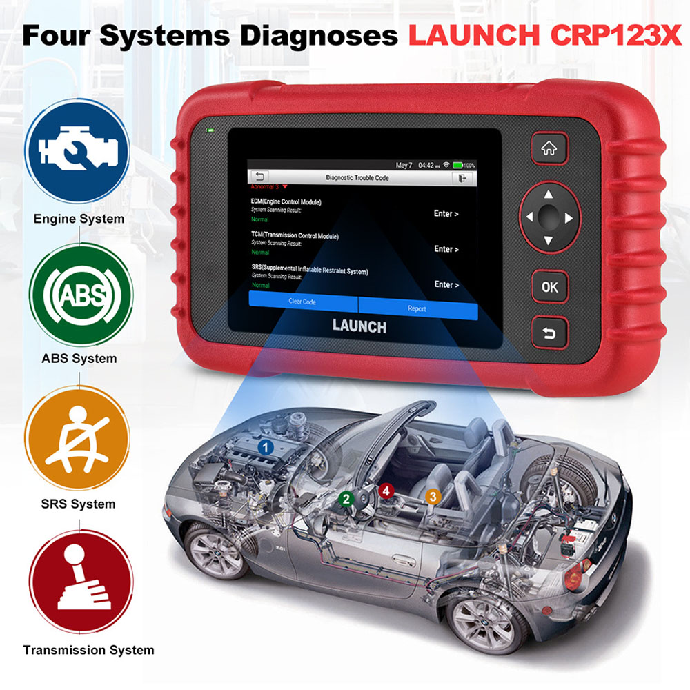 LAUNCH CRP123X Car OBD2 Diagnostic Tools Obd2 Scanner Engine ABS Airbag SRS AT Code Reader Free Update Automotive Tools