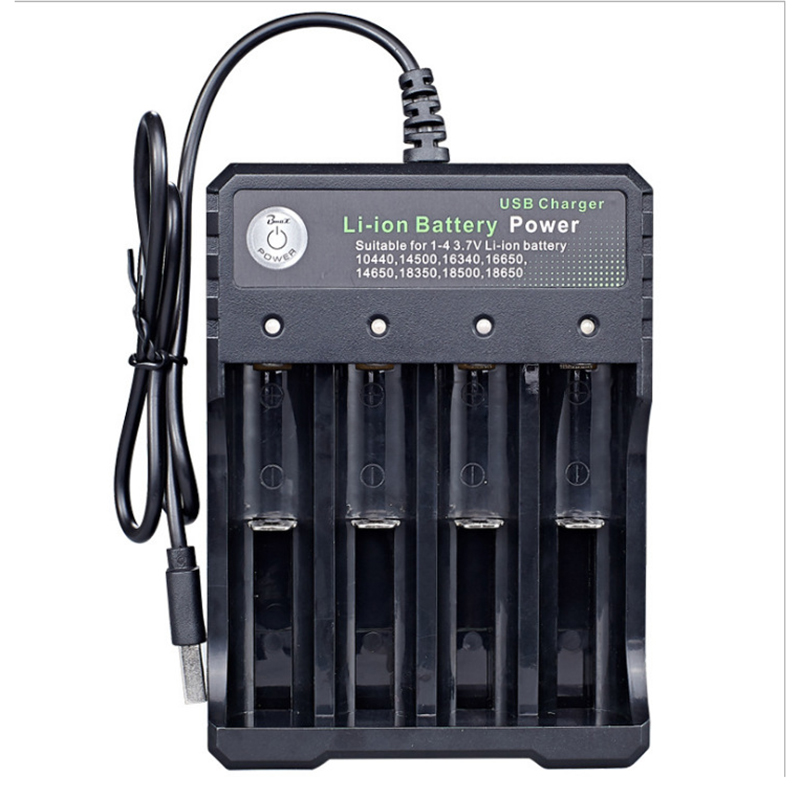 USB Intelligent Universal Rechargeable Battery Charger 18650 Flashlight Charger 4 Slots Fast Charge for 3.7V Li-ion TR IMR 10440 14500 16650 14650 18350 18500 16340(RCR123) Batteries