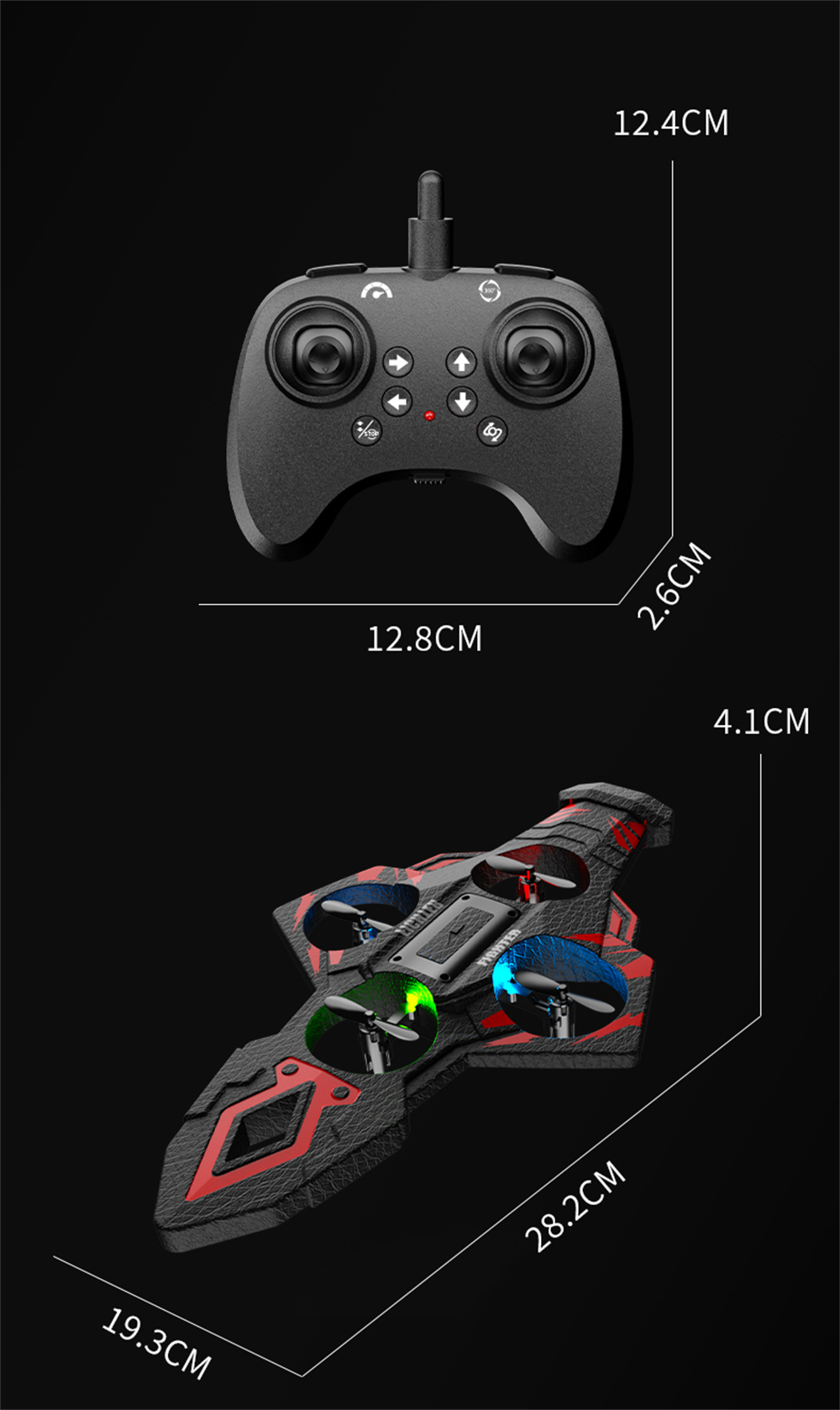 H36 2.4G Flying Sword EVA Foam 360° Flip Roll Turbofans Motors 4CH LED RC Toy Gift Remote Control Drone Airplane Quadcopter Stunt Glider RTF