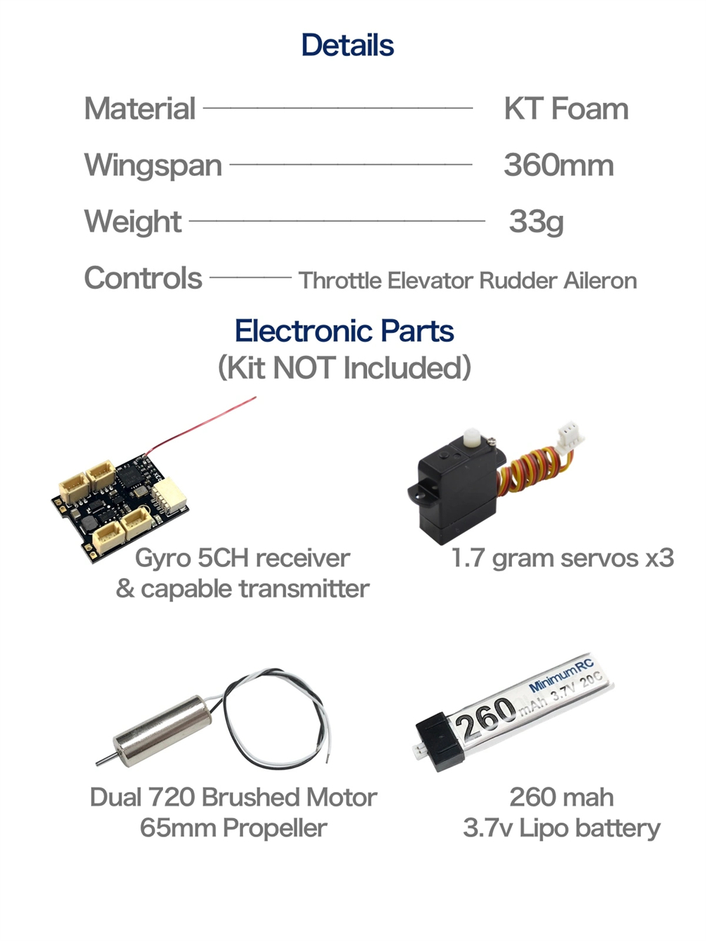 MinimumRC Vulcan Air P-68 360mm Wingspan 2.4GHz 4CH Dual Brushed Motor Micro Trainer RC Airplane KIT