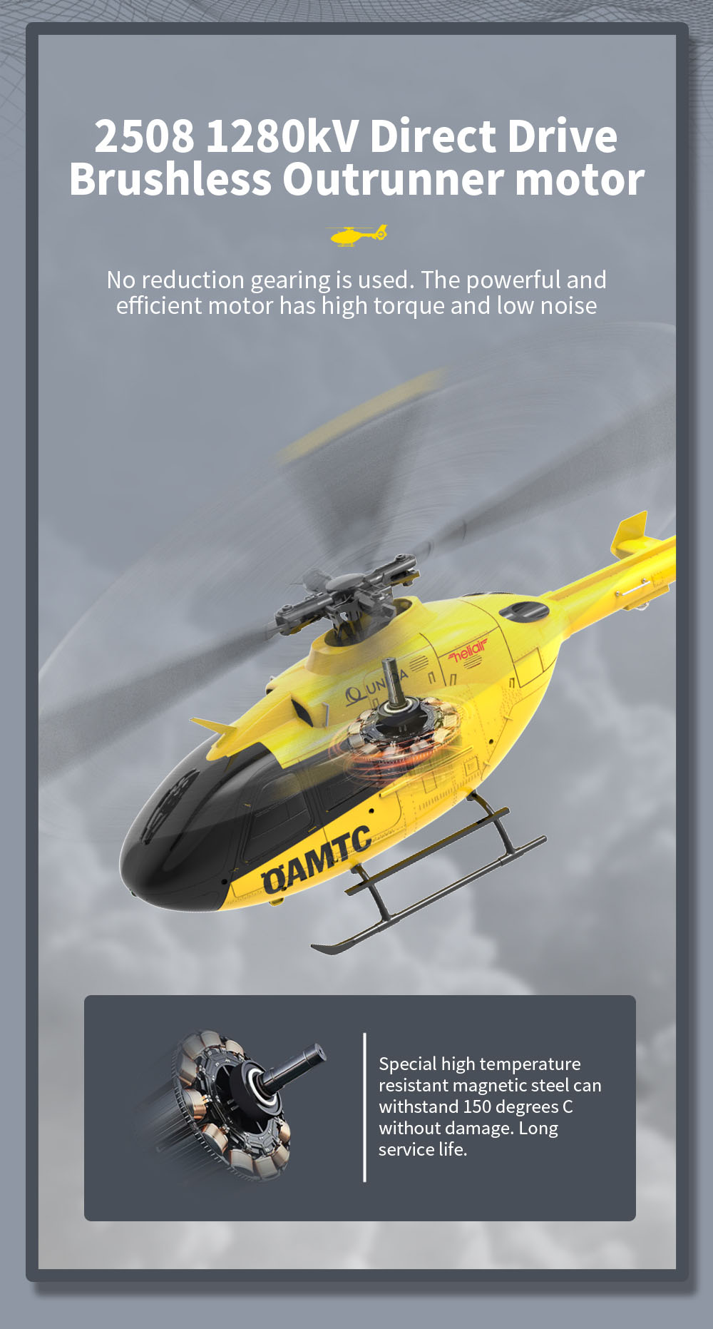 YXZNRC F06 2.4G 6CH 1:36 EC135 Scale Yellow Fuselage Flybarless RC Helicopter RTF