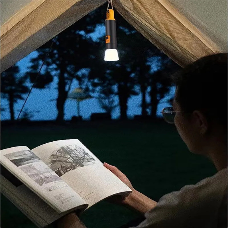 1200m Telescopic Adjustable Focus Flashlight 24H Strong Light Mini Size Zoomable LED Torch High Power Long Distance Spotlight USB Rechargeable Work Light Hanging Lantern