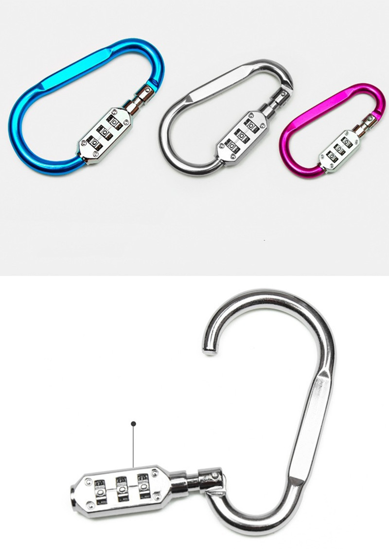 3-Digit D-Lock Mountaineering Buckle Hook Combination Lock Bicycle Electric Bike Anti-Theft Hook Helmet Lock