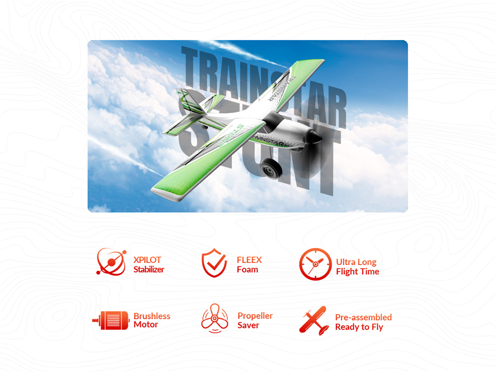 VolantexRC Trainstar Stunt 76804 500mm Wingspan 2.4G 4CH With 6-axis Gyro Brushless EPP RC Airplane Trainer Fixed Wing RTF