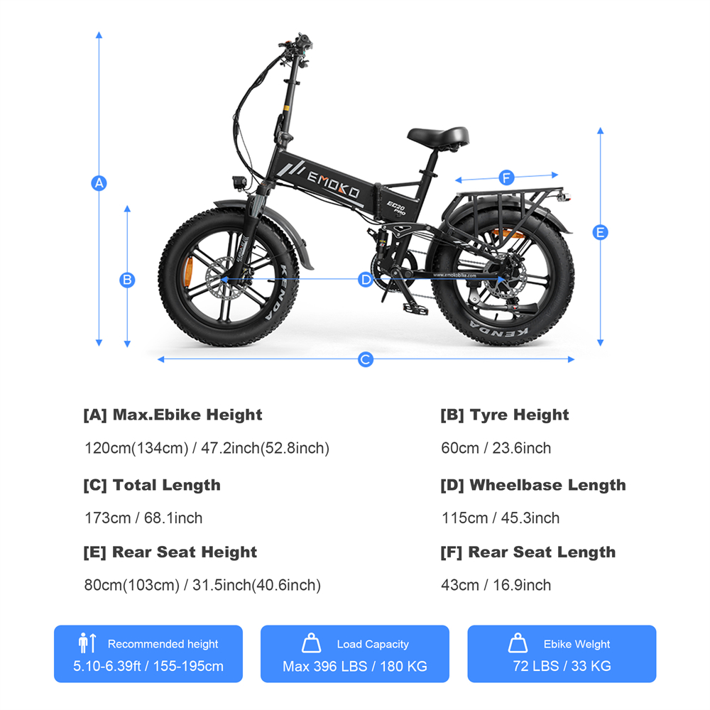 [EU DIRECT] EMOKO EC20 Electric Bike 48V 18Ah Battery 1000W Motor Recommended Top Speed 20inch Tires 100KM Mileage 180KG Max Load Folding Electric Bicycle