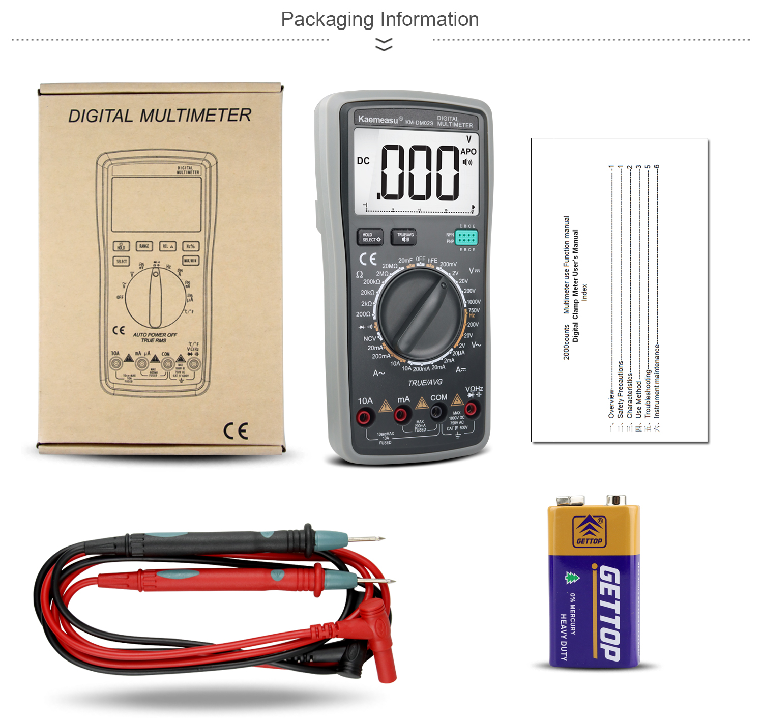 Kaemeasu KM-DM02S Digital Multimeter with Voice Broadcast True RMS Measurement Non-Contact Voltage Detection High Precision Auto-Ranging Multimeter for Electrical Troubleshooting