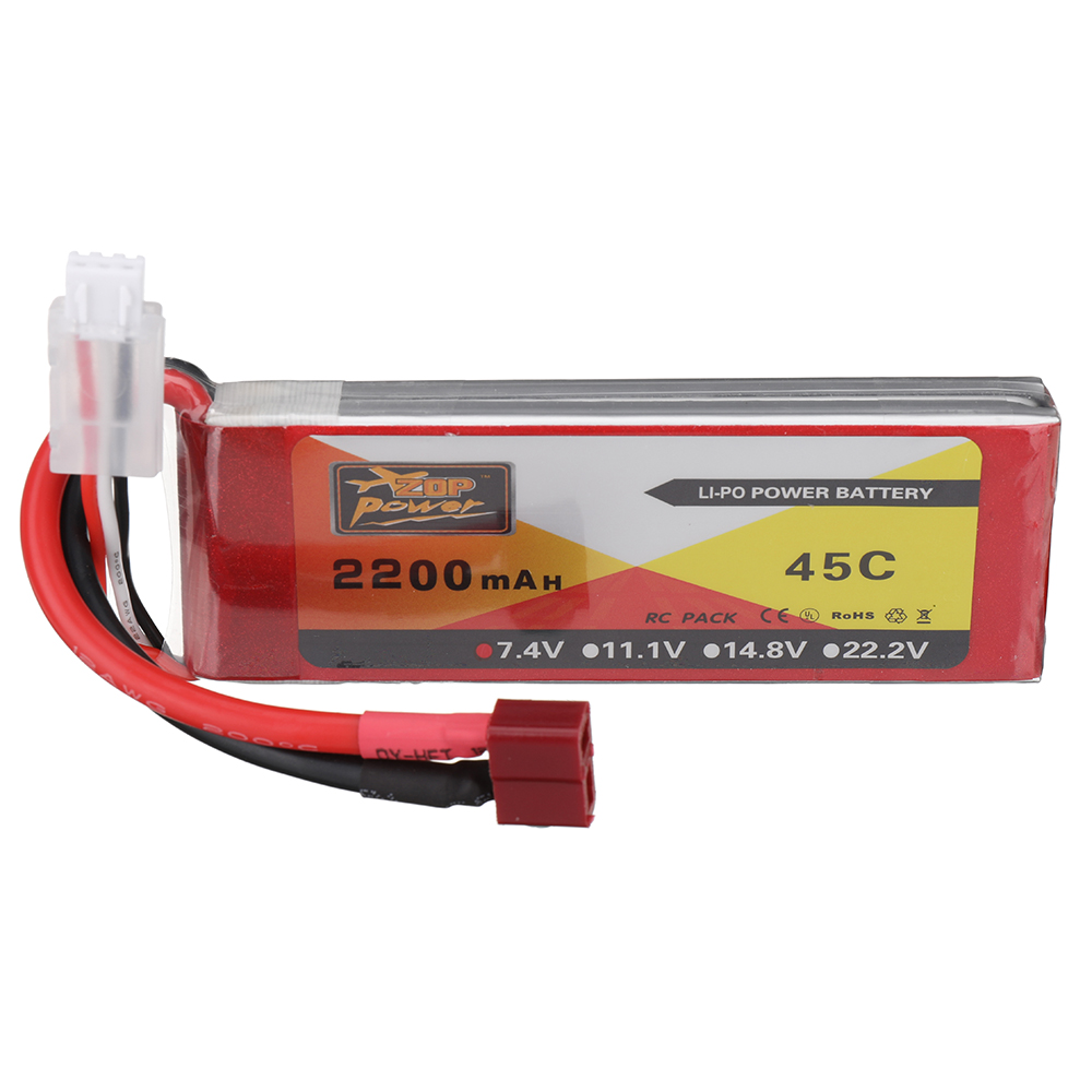 ZOP Power 7.4V 2200mAh 45C 2S LiPo Battery T Plug for RC Car