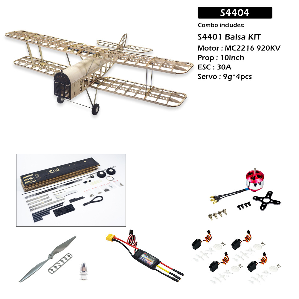Dancing Wings Hobby S44 S.E.5A 1010mm Wingspan Balsa Wood Biplane Warbird RC Airplane KIT/ KIT+Power Combo
