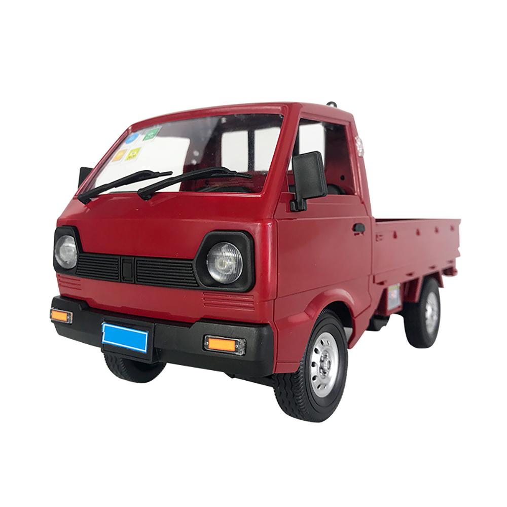 WPL D12 MINI 1/16 2.4G 2WD Full Scale Red RC Car On-Road Electric Truck Vehicle Models With LED Light RC Car Cargo Box Shell