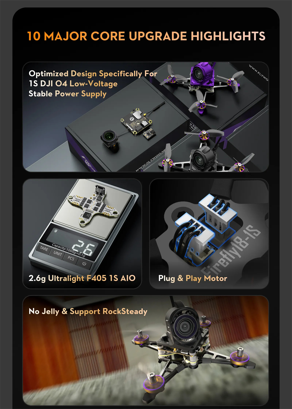 36.1g Flywoo Firefly16 1S Nano Baby V3 HD O4 Tiny Ultralight RC FPV Racing Drone PNP BNF with ROBO 1002 23500KV Motor