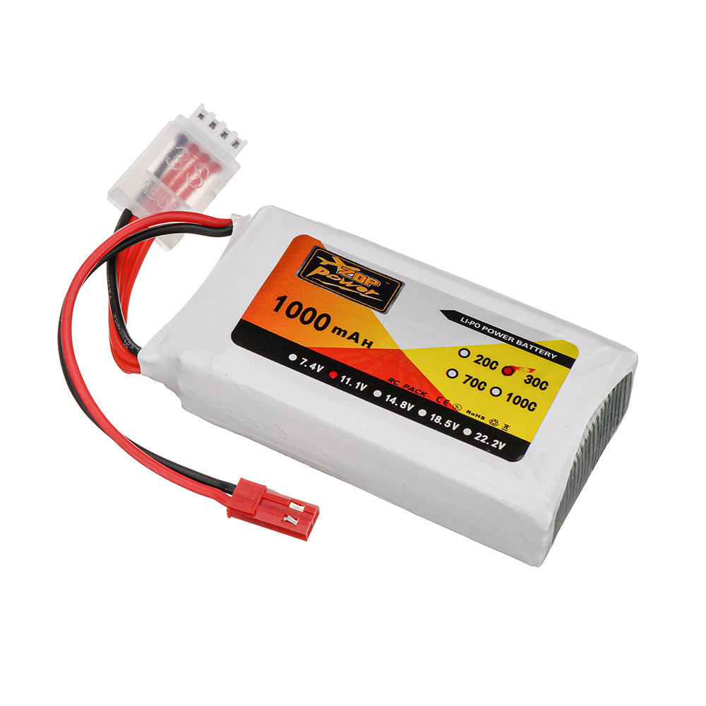 ZOP Power 11.1V 1000mAh 30C 3S LiPo Battery JST Plug for RC Drone