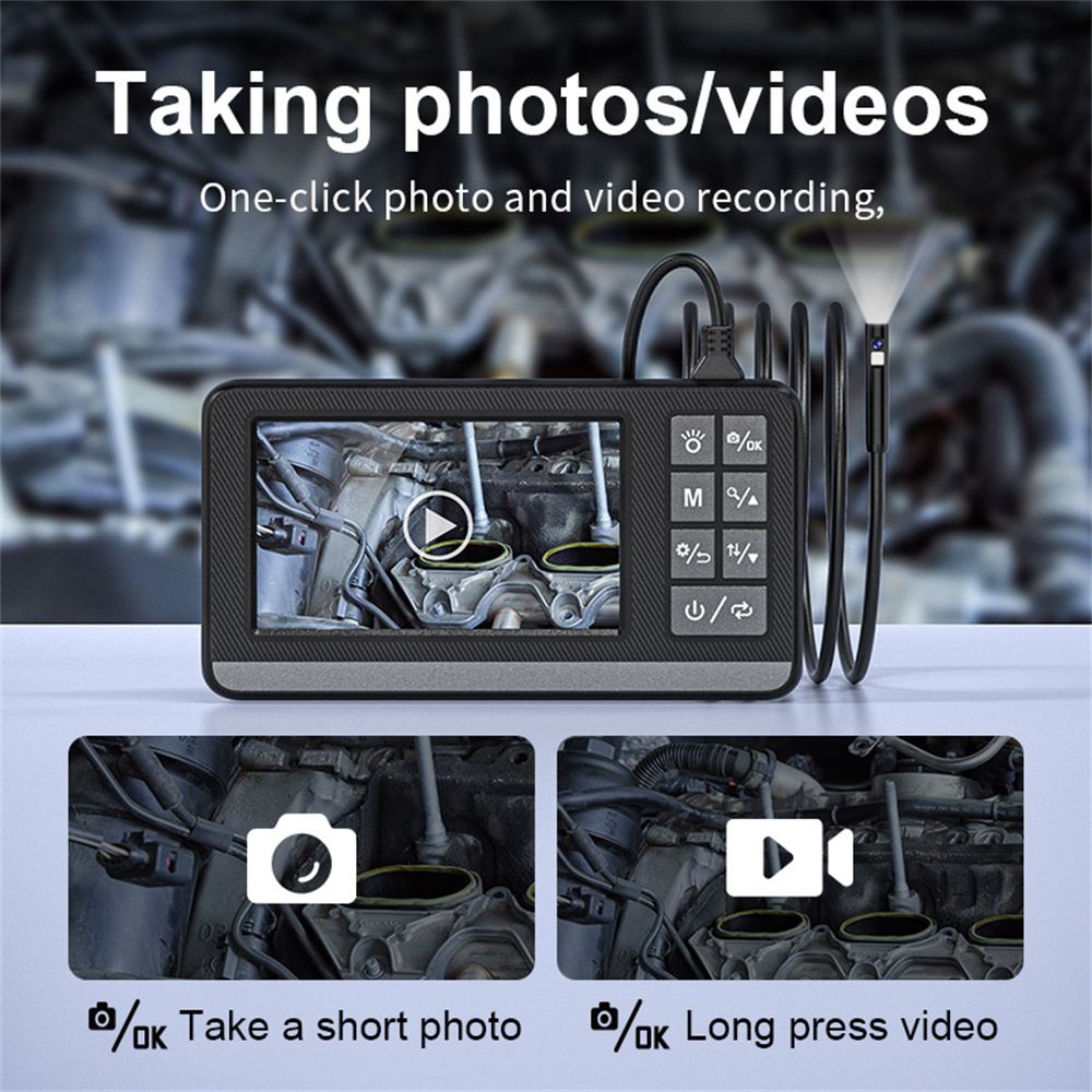 8mm Single & Dual Lens Industrial Endoscope Camera 1080P HD 4.3 