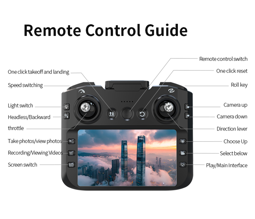 XKJ K200 MAX WiFi FPV with LCD Screen Controller HD Dual Camera Electrically Adjustable Optical Flow Hover Automatic Obstacle Avoidance Dazzling 7-Lights Circle Protection Brushless 2.4G 4CH 6-Axis Remote Control Toys RC Drone Quadcopter RTF