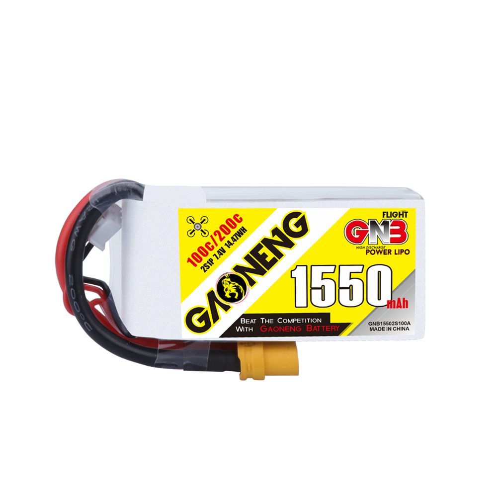 Gaoneng GNB 7.4V 1550mAh 100C 2S LiPo Battery XT60 Plug for RC Drone