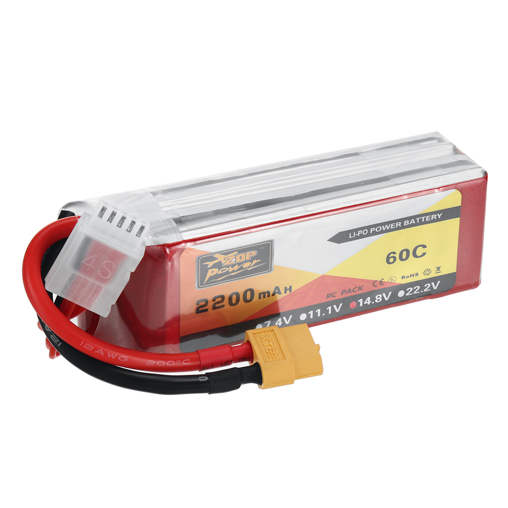 ZOP Power 14.8V 2200mAh 60C 4S LiPo Battery XT60 Plug for RC Drone