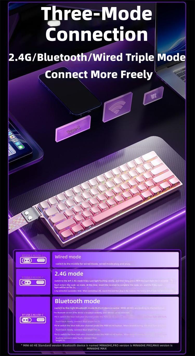 AULA MINI60 トライモード HE メカニカルキーボード マグネット