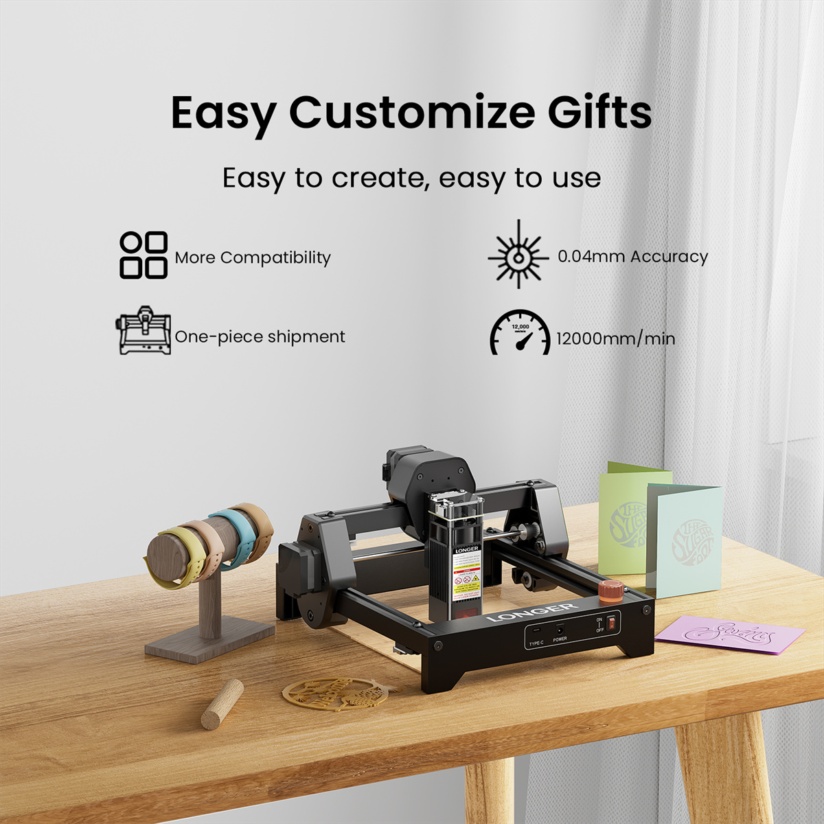 EU/US 直販] LONGER RAY5 Mini 5.5W レーザー彫刻機 切断機 130x130mm