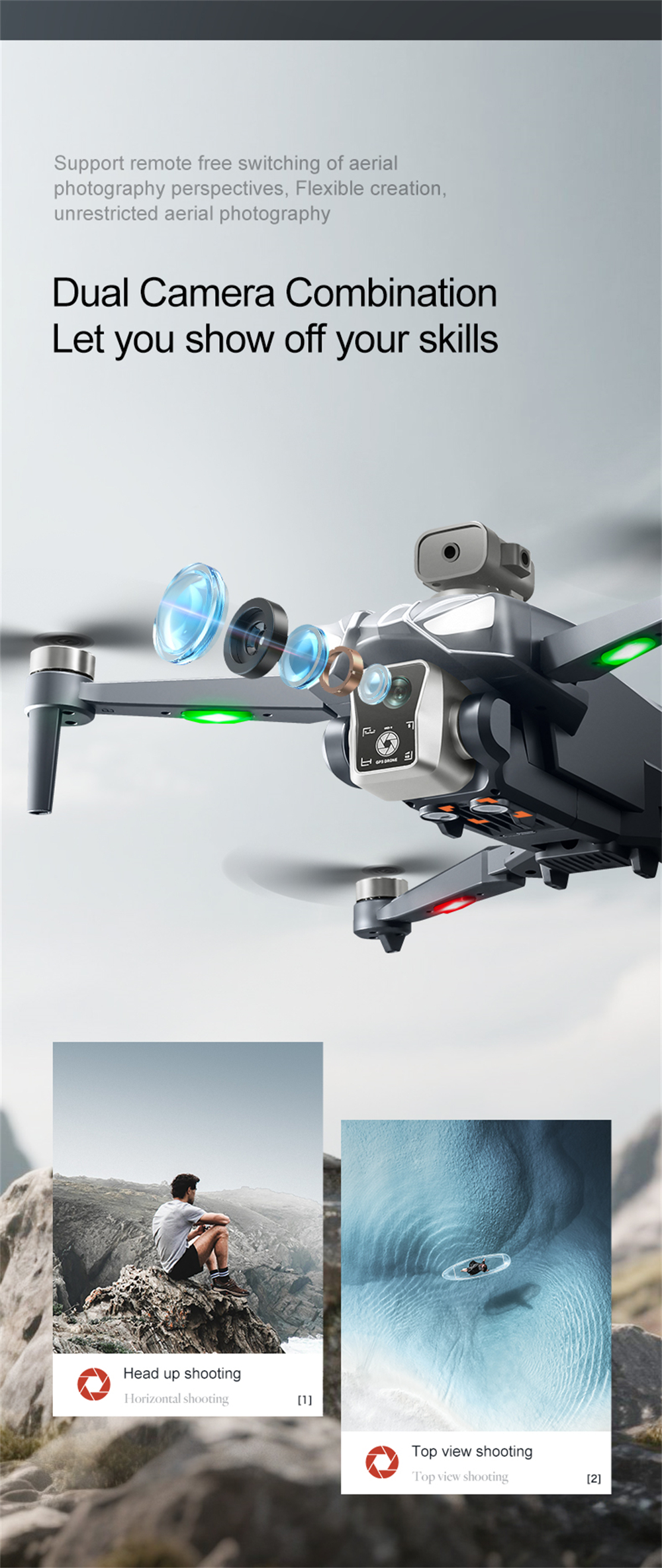 XKJ K18 MAX GPS 5G WiFi FPV with 5.9inch LCD Screen Controller HD Dual Camera Servo Gimbal 360° Obstacle Avoidance One-Key Airdrop Brushless Foldable RC Drone Quadcopter RTF