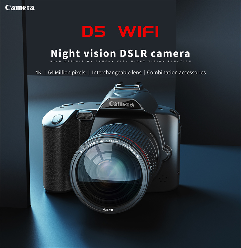 Saldi Videocamera digitale 4K HD WiFi D5 con display IPS da 3,0