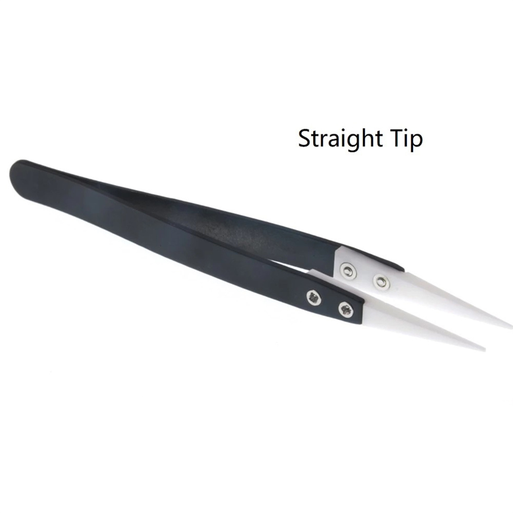 Ceramic Reverse Tweezers Non Conductive Anti-Static Heat Resistant Tweezers Big Curved/Straight Tweeze