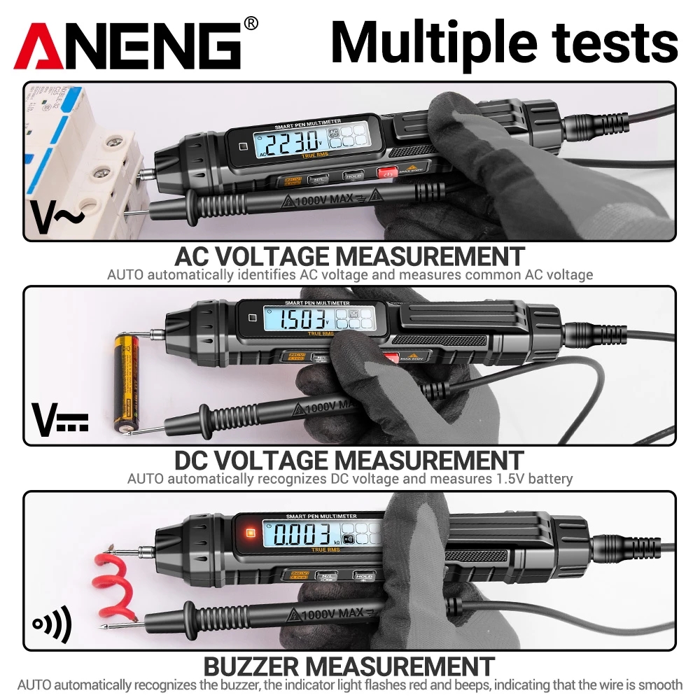 ANENG A3005 Digital Multimeter Pen Type 4000 Counts Professional Meter Non-Contact Auto AC/DC Voltage Ohm Diode Tester For Tool