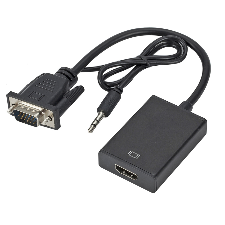 1080P Full HD VGA to HDMI-compatible Converter Adapter Cable with Audio Output VGA HD Adapter for PC Laptop to HDTV Projector