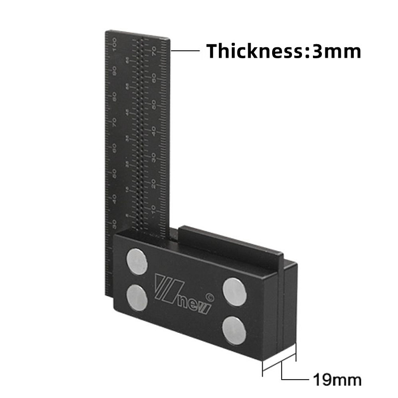 Wnew MM/Inch Precision Woodworking Square Aluminum Alloy Ruler Carpenter Line Drawing Marking Gauge Hole Scribing Ruler