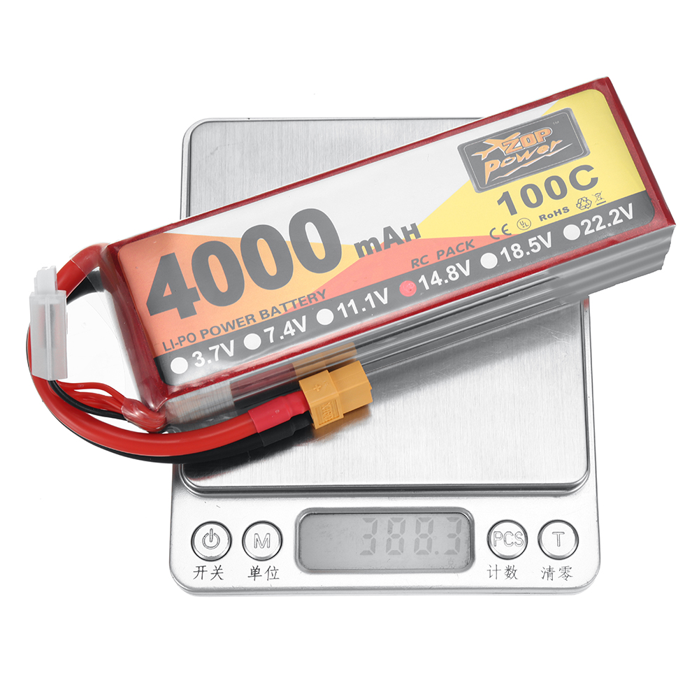 ZOP Power 14.8V 4000mAh 100C 4S LiPo Battery XT60 Plug for RC Drone