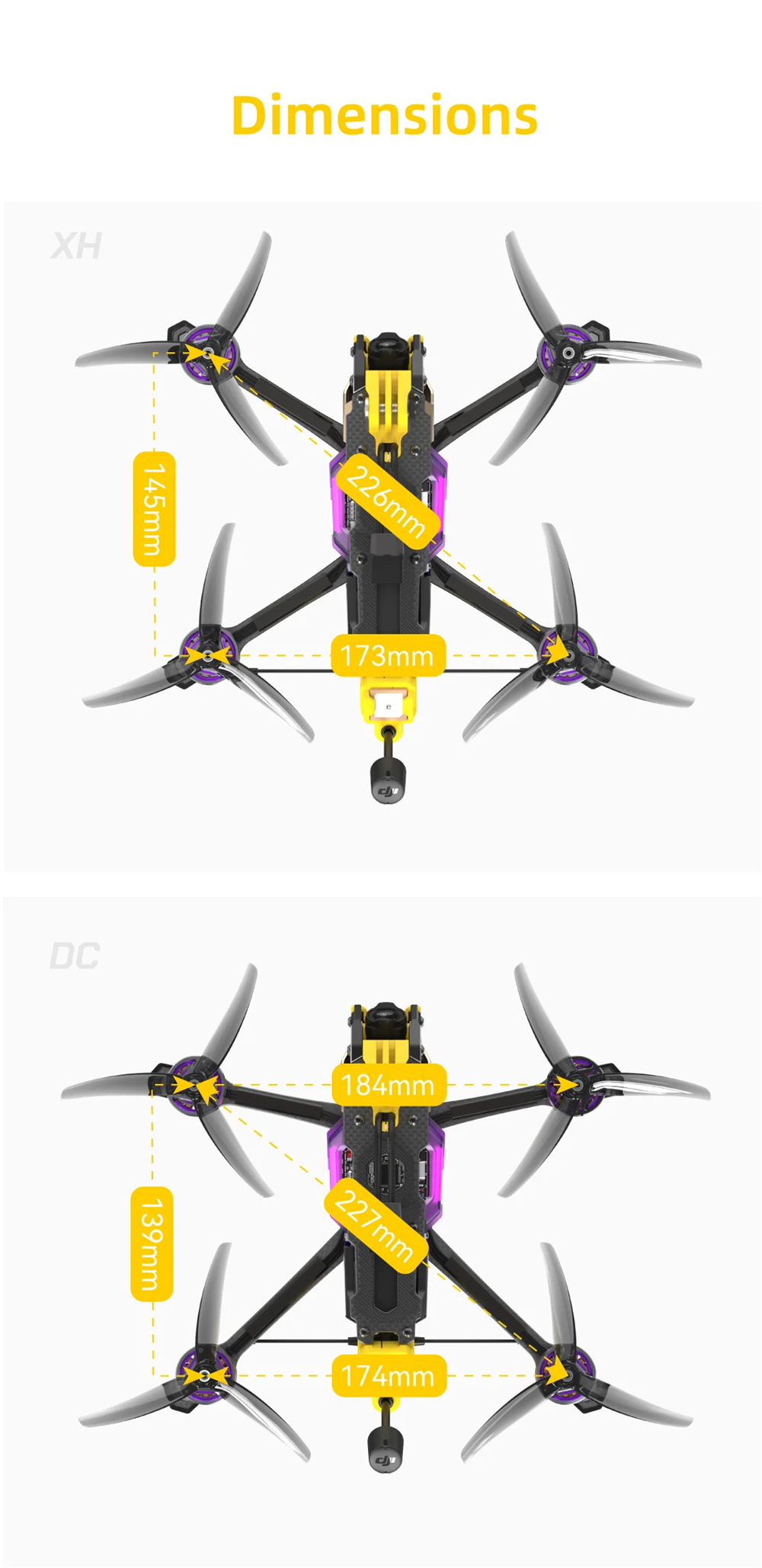 SpeedyBee Mario5 XH 5 Inch 6S Power Kit FPV Racing Drones BNF NO VTX NO Camera Compatible with DJI O4 Pro Air Unit