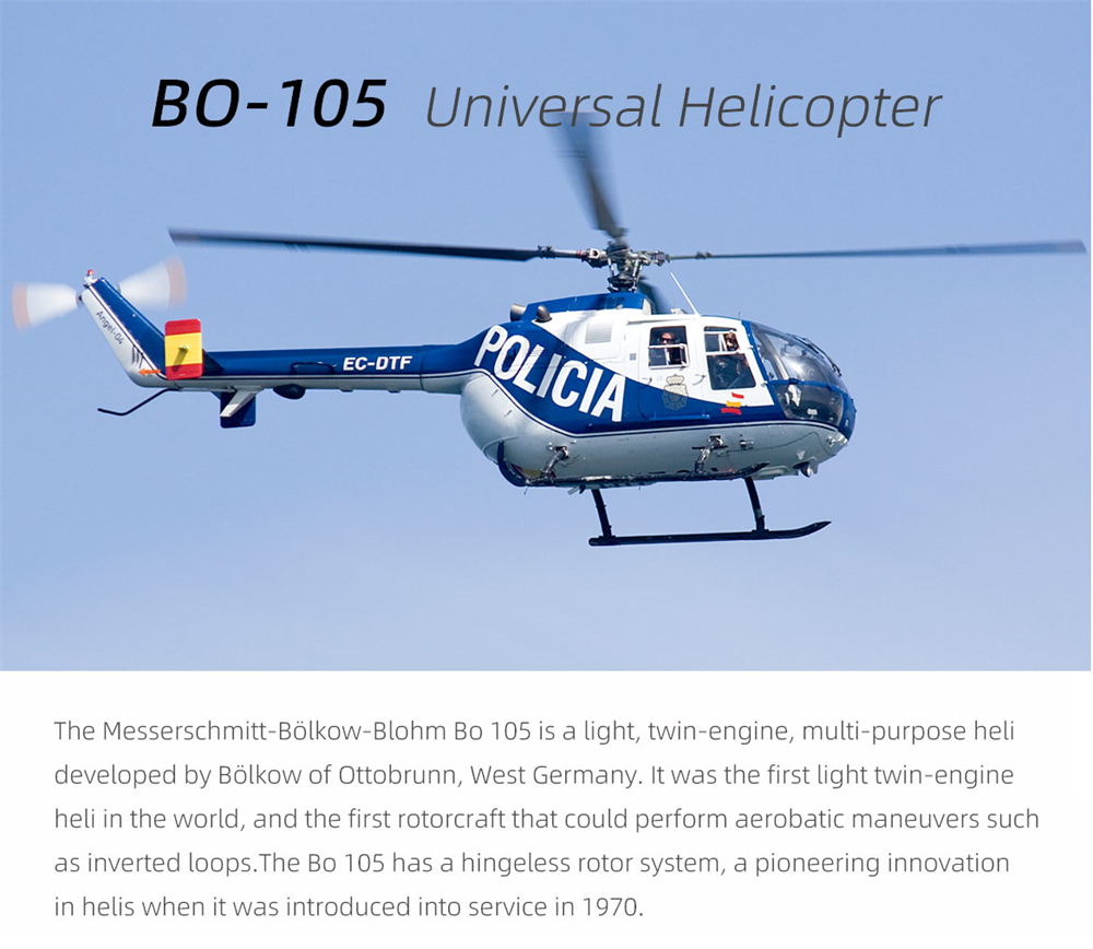FLY WING BO-105 470 Class 2.4G 6CH GPS Stabilized Scale RC Helicopter RTF With H1 Flight Controller